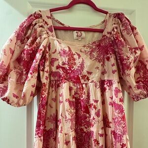 Victoria Dunn Floral Butterfly Puff Sleeve Maxi Dress
